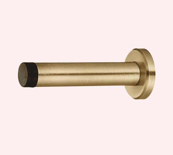 Wall-Mounted Brass Door Stoppers with Flexible Arm, Door Guards and Protectors for Interior Walls, Durable Plated Finish for Hotels Offices and Home Applications